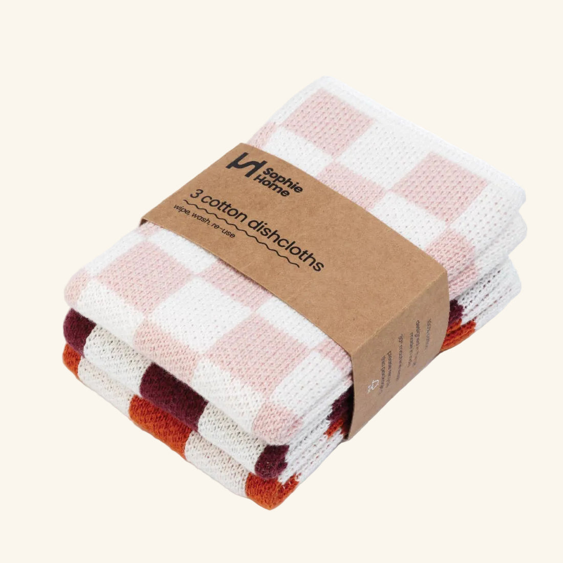 Reusable &amp; Eco-Friendly Cotton Knit Dishcloths: Check Orange